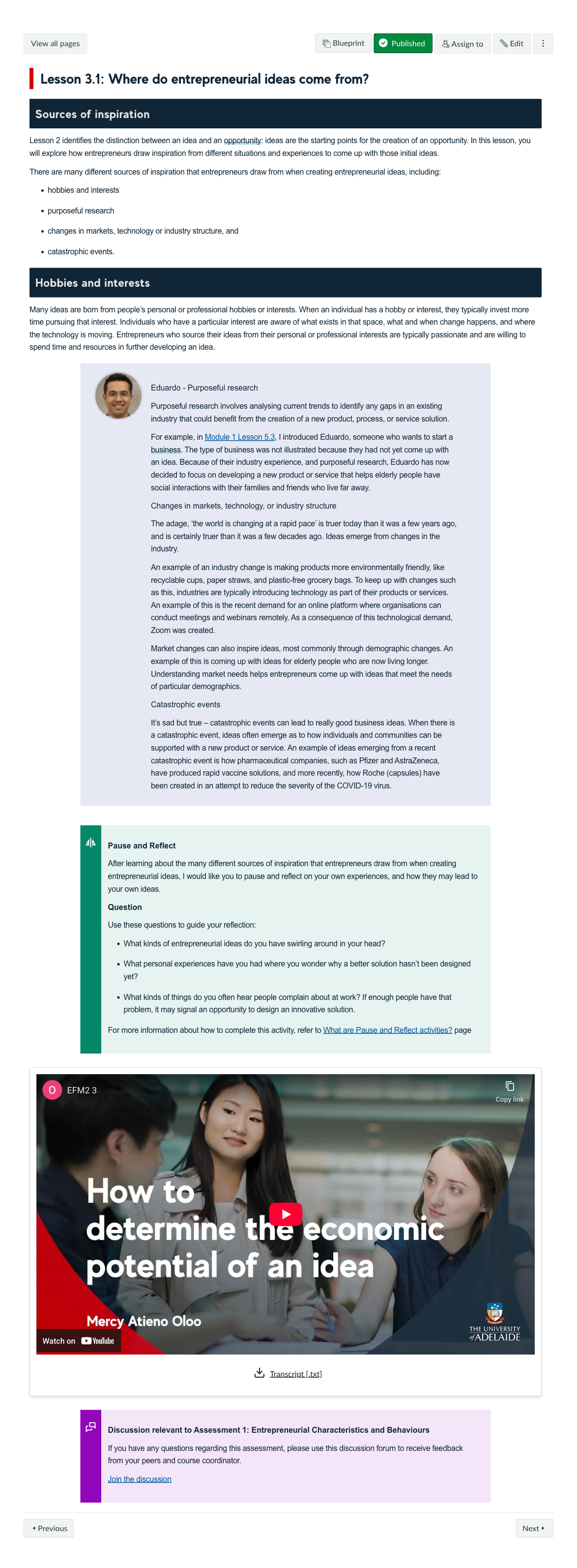 Lesson 3.1: Where do entrepreneurial ideas come from?