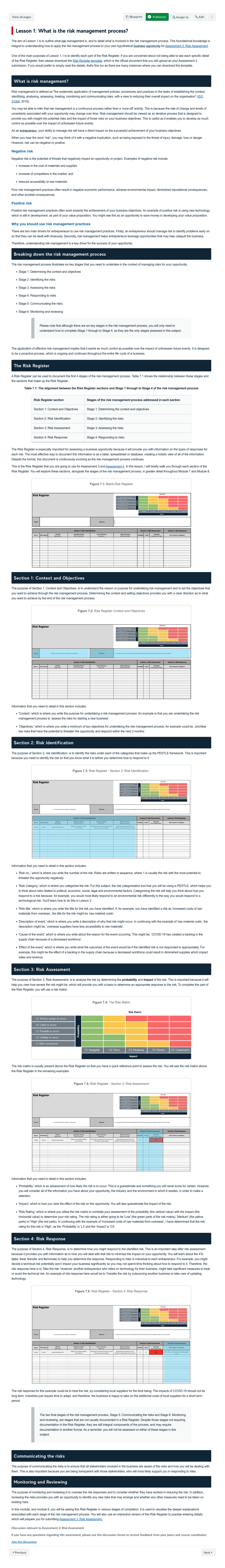 Lesson 1: What is the risk management process?