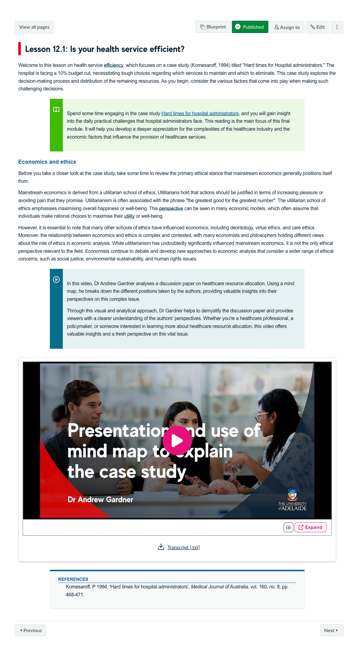 Lesson 12.1: Is your health service efficient?