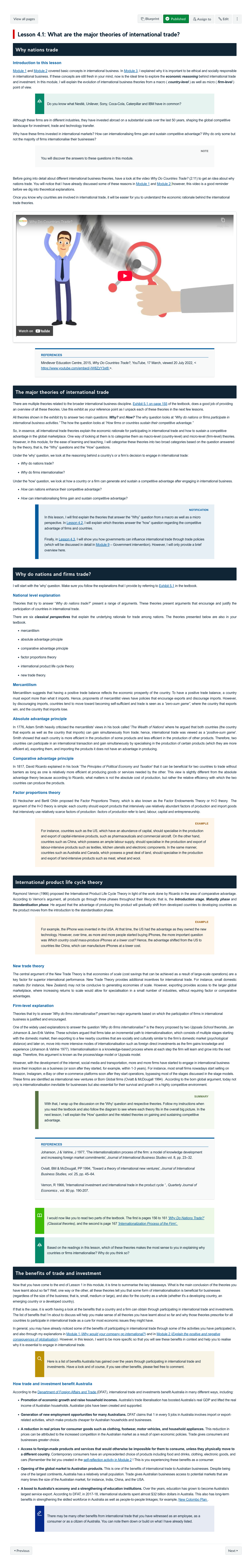 Lesson 4.1: What are the major theories of international trade?