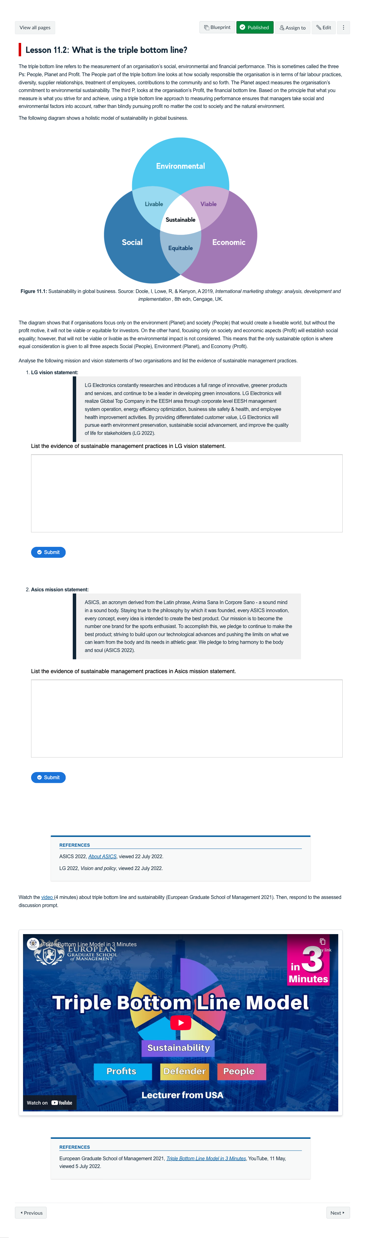 Lesson 11.2: What is the triple bottom line?