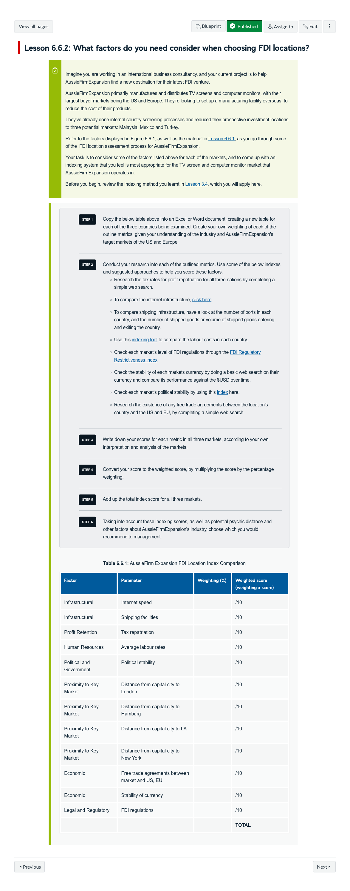 Lesson 6.6.2: What factors do you need consider when choosing FDI locations?