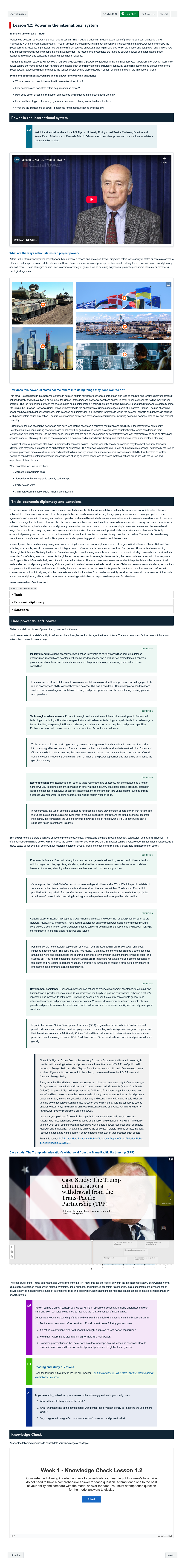 Lesson 1.2: Power in the international system