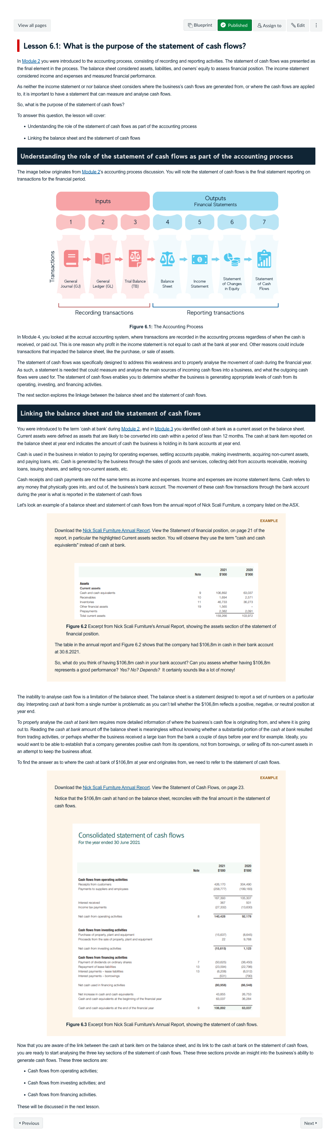 Lesson 6.1: What is the purpose of the statement of cash flows?