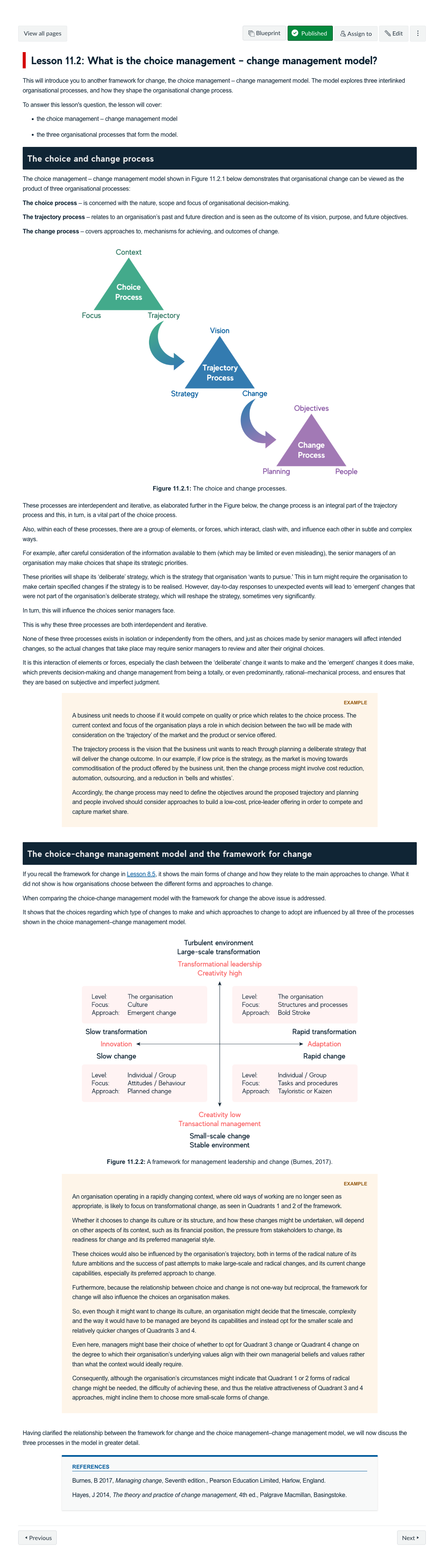 Lesson 11.2: What is the choice management – change management model?