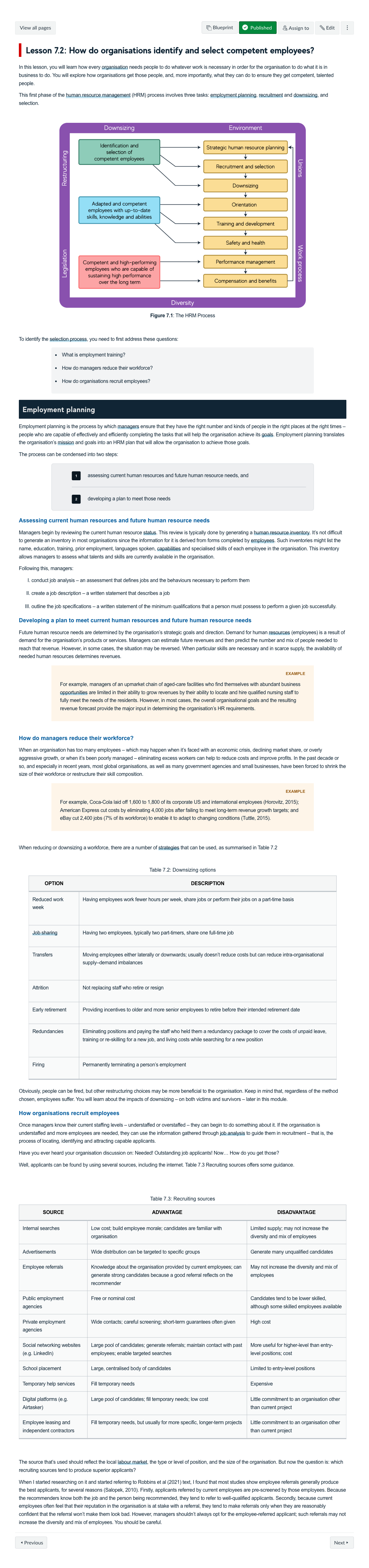 How do organisations identify and select competent employees?