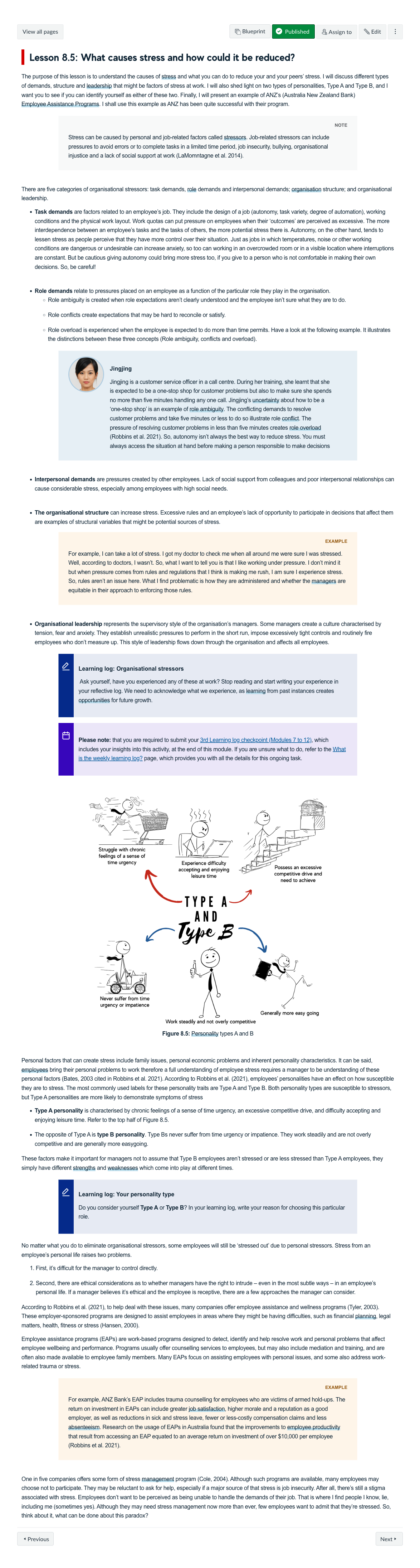What causes stress and how could it be reduced?