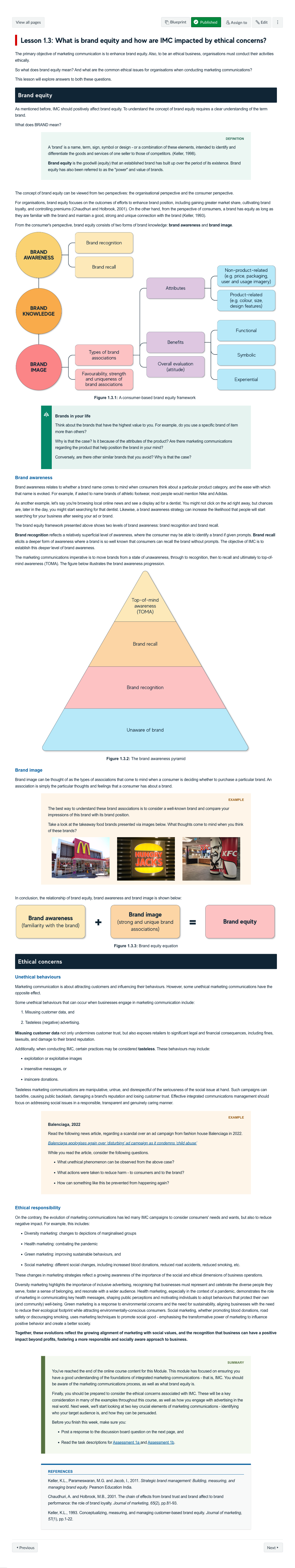 Lesson 1.3: What is brand equity and how are IMC impacted by ethical concerns?