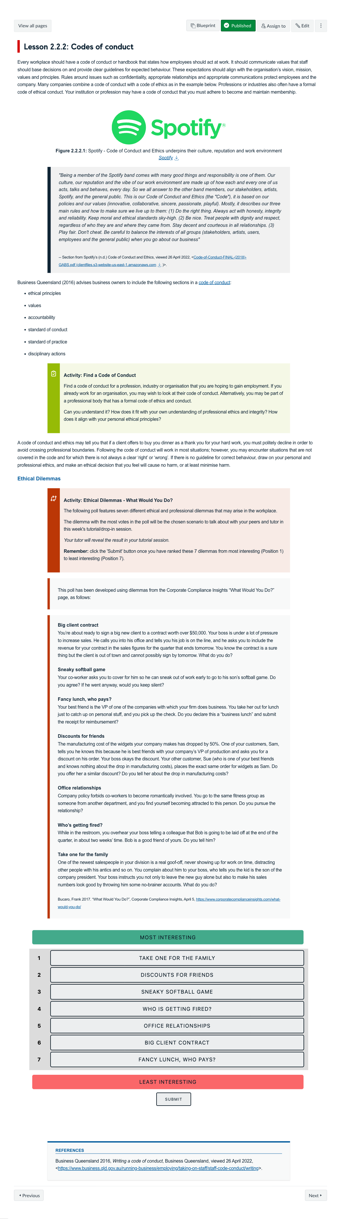 Lesson 2.2.2: Codes of conduct