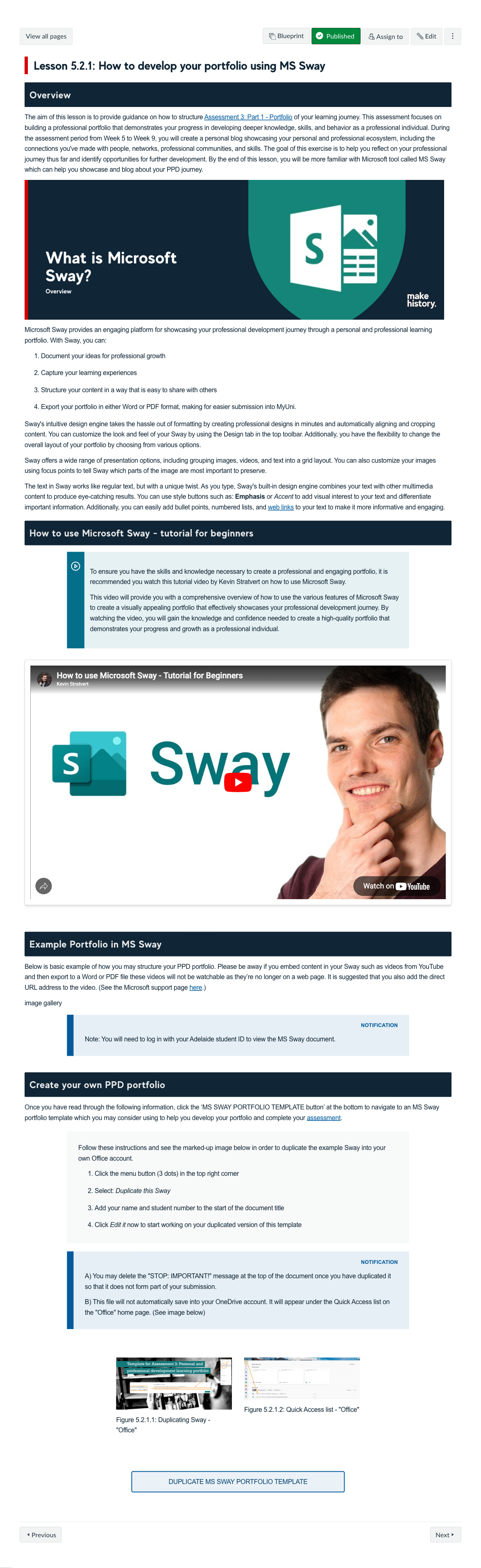 Lesson 5.2.1: How to develop your portfolio using MS Sway